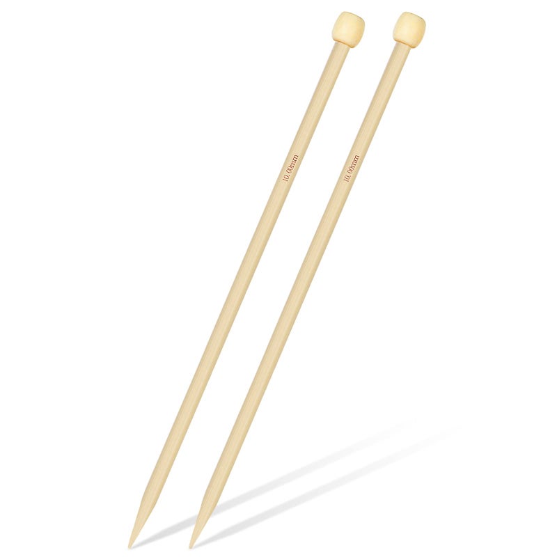 Aeelike 10mm Bamboo Knitting Needles UK Pair of 10mm 35cm Long Wooden Knitting Needles for Beginners Arthritic Hands Chunky Wool and Blanket