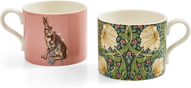 Spode Morris  Co 12oz Mugs Set of 2 Pimpernel  Forest Hare  Microwave  Dishwasher Safe Elegant Porcelain Drinkware for Coffee Bar or Giftable Home Kitchen Mug Set Ideal for Coffee  Tea - Image 1