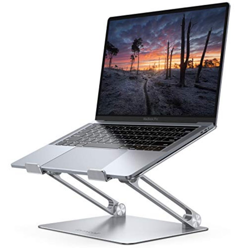 Aluminum Laptop Stand for Desk for MacBook Air Pro Neo 10-17.3'' Adjustable Computer Stand, Ergonomic Laptop Riser, Foldable Portable Notebook Holder fits Dell HP Lenovo Office Home College - Image 1