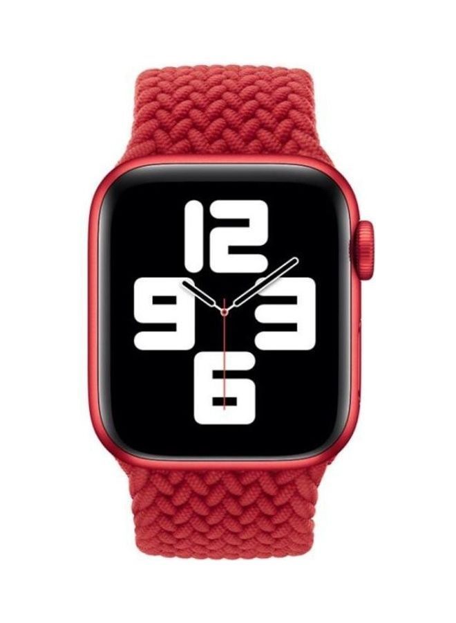 نيبمينينت سوار ساعة حلقة واحدة مضفر من النايلون لساعة أبل ووتش سيريس 7/6/5/4/3/2/1/SE مقاس 41/40/38 مم أحمر - Image 4