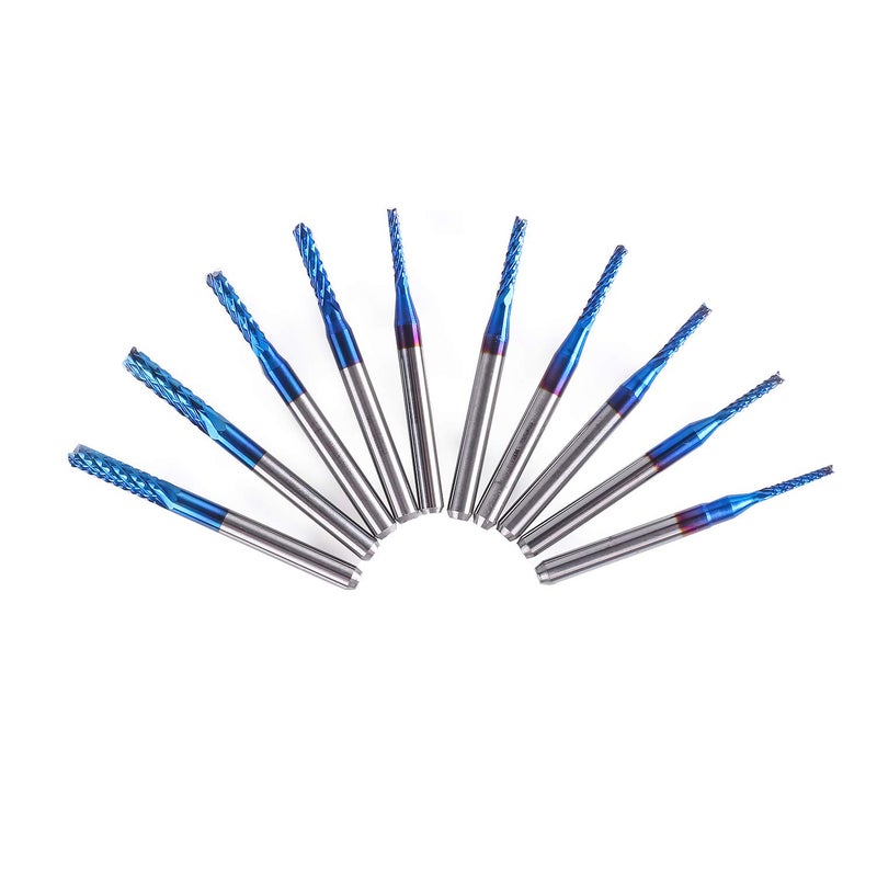 SainSmart Genmitsu 10Pcs Nano Blue Coat End Mill CNC Router Bits, 1.5-3.175mm, 1/8" Shank - Image 3