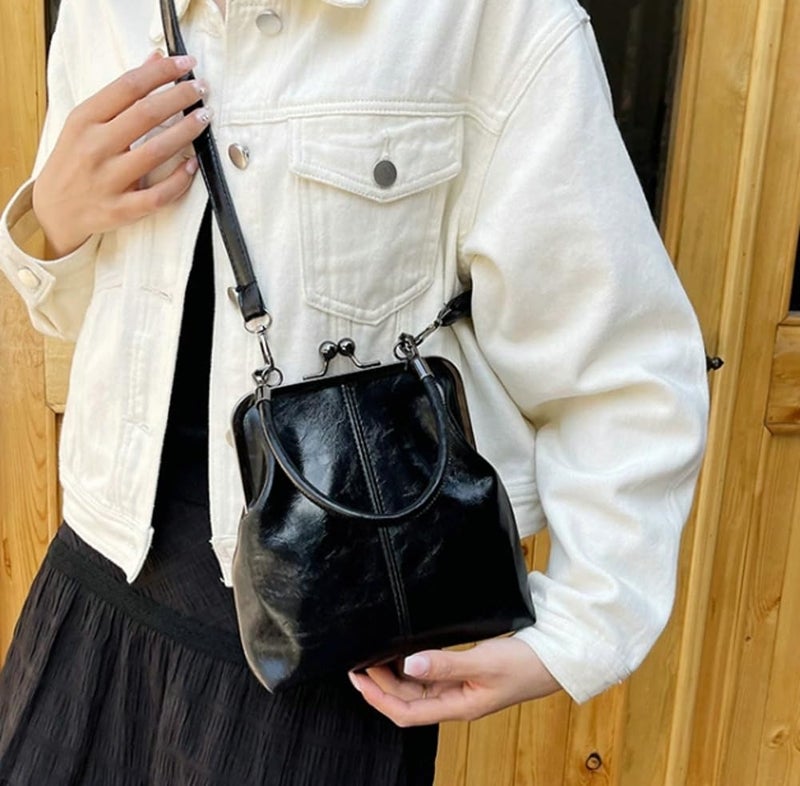 EMGILL Women's Kiss Lock Crossbody Bag Small PU Leather Shoulder Purse Top Handle Phone Wallet Bag Tote Satchel Handbag - Image 4