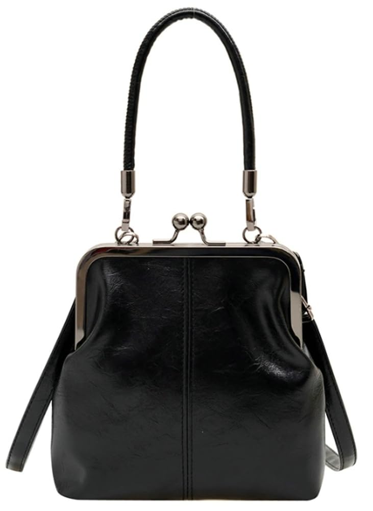 EMGILL Women's Kiss Lock Crossbody Bag Small PU Leather Shoulder Purse Top Handle Phone Wallet Bag Tote Satchel Handbag - Image 1
