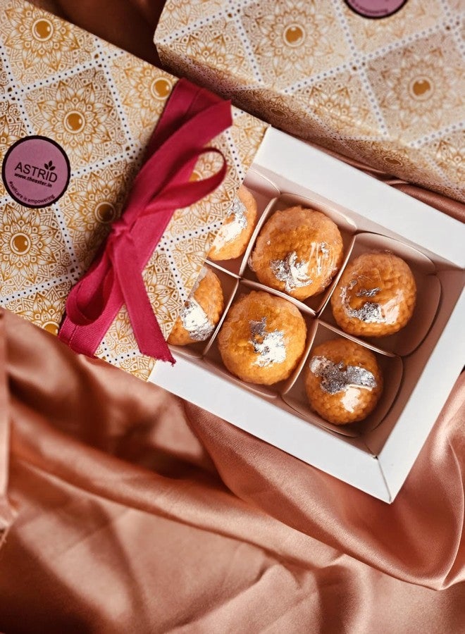 Astrid Ladoo Candle by Astrid | Diwali ladoo Candles | Set of 6 | Pure Soy Wax Scented Ladoo Shape | Dessert | Mithai | Diwali | 100% Soy Wax| Festive Gifting | 30gm Each | - Image 1
