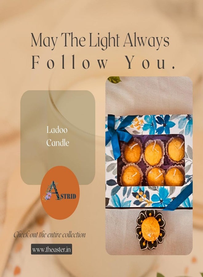 Astrid Ladoo Candle by Astrid | Diwali ladoo Candles | Set of 6 | Pure Soy Wax Scented Ladoo Shape | Dessert | Mithai | Diwali | 100% Soy Wax| Festive Gifting | 30gm Each | - Image 4