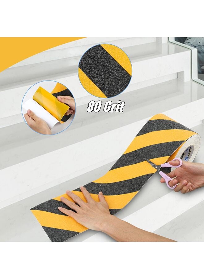 Stair Tread Anti-Slip Safety Tape - Non-Slip Tread, High Traction Friction, Strong Grip, Abrasive Adhesive Hazard Warning Tape (Black and Yellow, 1" Wide x 16.4' Long) - Image 3