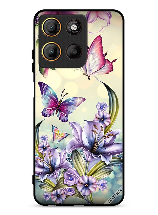 Covernex Motorola Moto G15 Protective Case Cover Purple Flowers & Butterflies