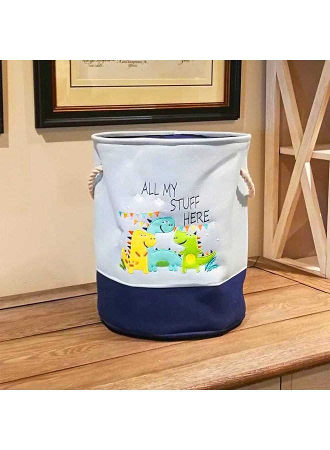 HOME DWELL Laundry Bag/Laundry basket Medium Embroidered Dinosaur Bucket - 36 x 37 cm for Kids' Room Storage - Image 2