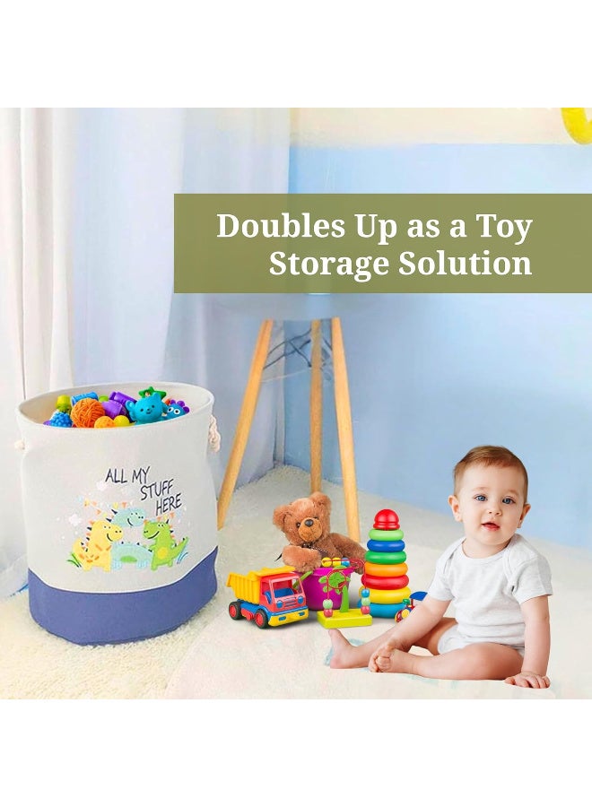 HOME DWELL Laundry Bag/Laundry basket Medium Embroidered Dinosaur Bucket - 36 x 37 cm for Kids' Room Storage - Image 4