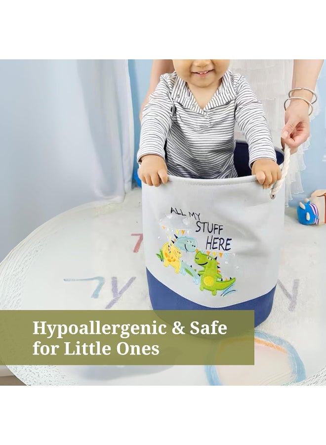 HOME DWELL Laundry Bag/Laundry basket Medium Embroidered Dinosaur Bucket - 36 x 37 cm for Kids' Room Storage - Image 5