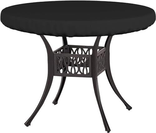 Covers & All Covers All Round Table Top Cover 12 Oz Waterproof UV Weather Resistant Patio Table Cover Outdoor Table Cover for Patio Outdoor Furniture Coffee Table 36 Dia x 4 H Inches Black - Image 1