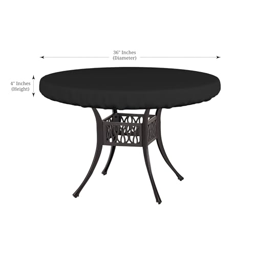 Covers & All Covers All Round Table Top Cover 12 Oz Waterproof UV Weather Resistant Patio Table Cover Outdoor Table Cover for Patio Outdoor Furniture Coffee Table 36 Dia x 4 H Inches Black - Image 3