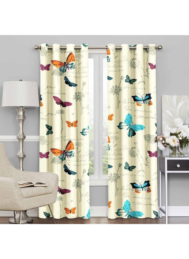 Story@Home Story@Home Long Door Curtains 9 Feet Set of 2 | Bohemian Curtains | Floral Design Cotton Curtain | Light Filtering Curtains for Living Room | (116 x 275 cm, White & Pink) | Perfect for Home Decor  - Image 1