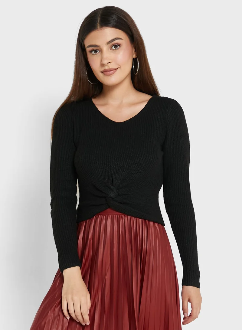 Jacqueline de Yong Knot Detail Knitted Top