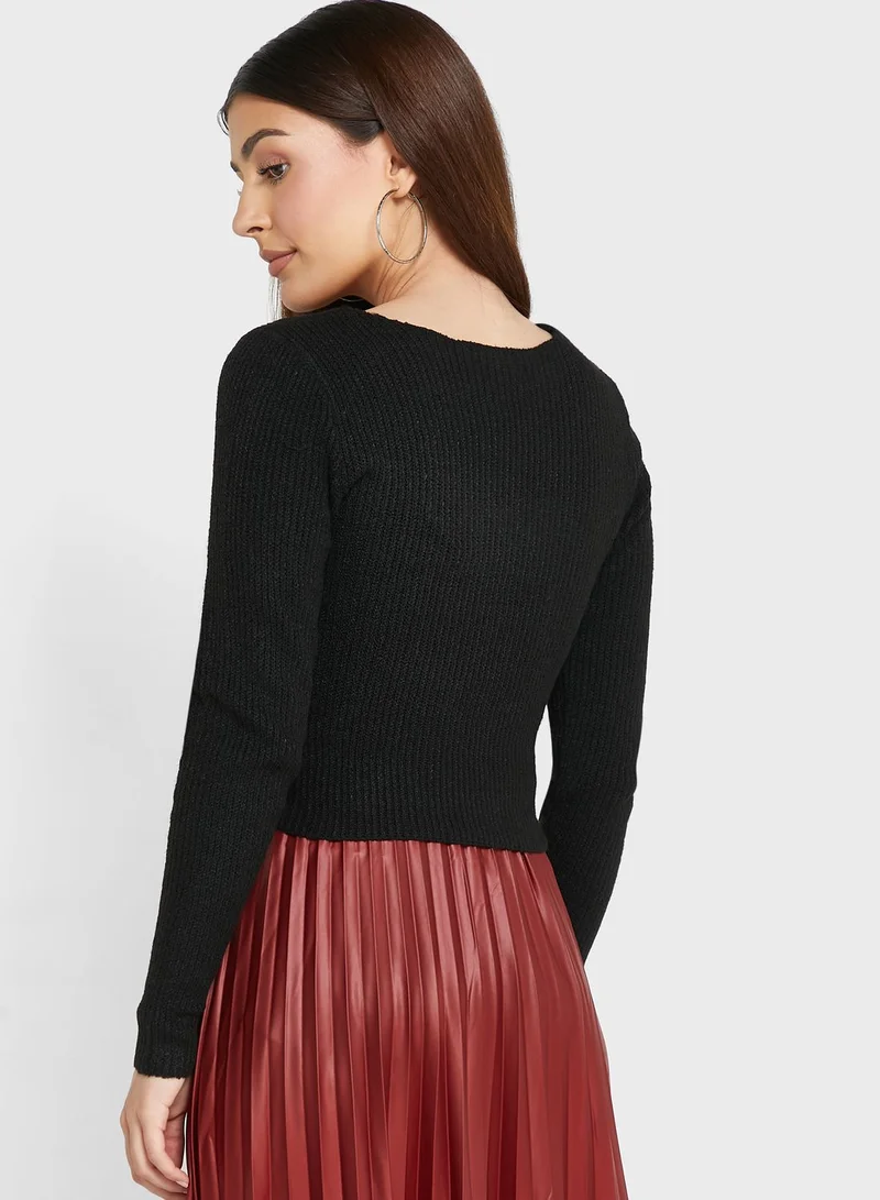 Jacqueline de Yong Knot Detail Knitted Top