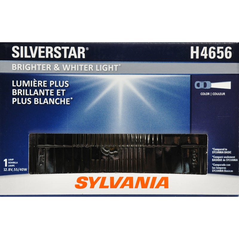 SYLVANIA H4656 SilverStar Sealed Beam Headlight High Performance Halogen Headlight Replacement 100x165 Brighter Whiter Light for Added Clarity Downroad and Sideroad Contains 1 Bulb