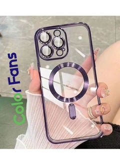 Color Fans MagSafe Case for Apple iPhone 12 Pro Max 6.7 inch Clear Case Slim Plating Magnetic Cover Purple  - Image 1