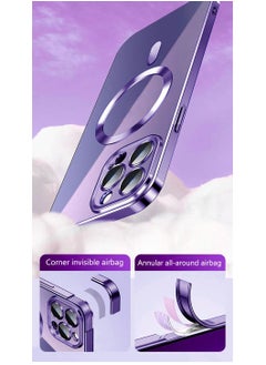 Color Fans MagSafe Case for Apple iPhone 12 Pro Max 6.7 inch Clear Case Slim Plating Magnetic Cover Purple  - Image 2