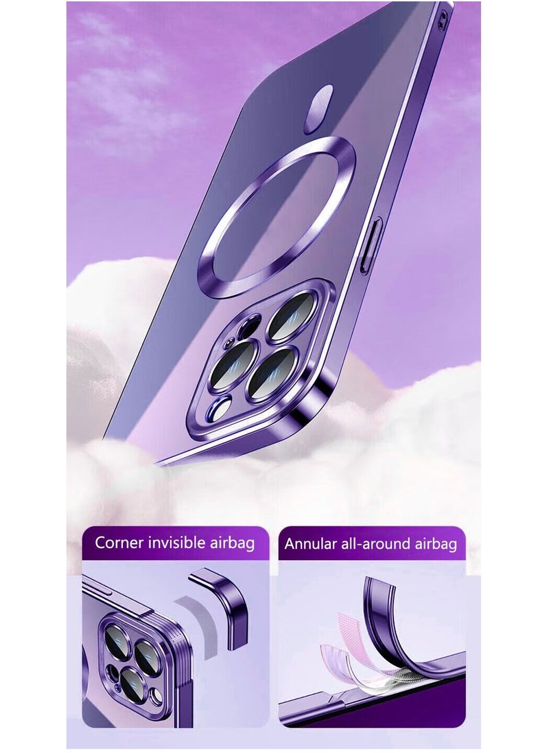 Color Fans - MagSafe Case for Apple iPhone 12 Pro Max 6.7 inch Clear Case Slim Plating Magnetic Cover Purple - Image 1