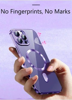 Color Fans MagSafe Case for Apple iPhone 12 Pro Max 6.7 inch Clear Case Slim Plating Magnetic Cover Purple  - Image 3
