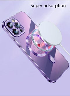 Color Fans MagSafe Case for Apple iPhone 12 Pro Max 6.7 inch Clear Case Slim Plating Magnetic Cover Purple  - Image 4