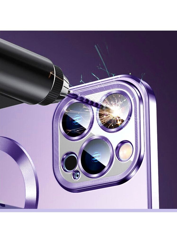 Color Fans - MagSafe Case for Apple iPhone 12 Pro Max 6.7 inch Clear Case Slim Plating Magnetic Cover Purple - Image 1