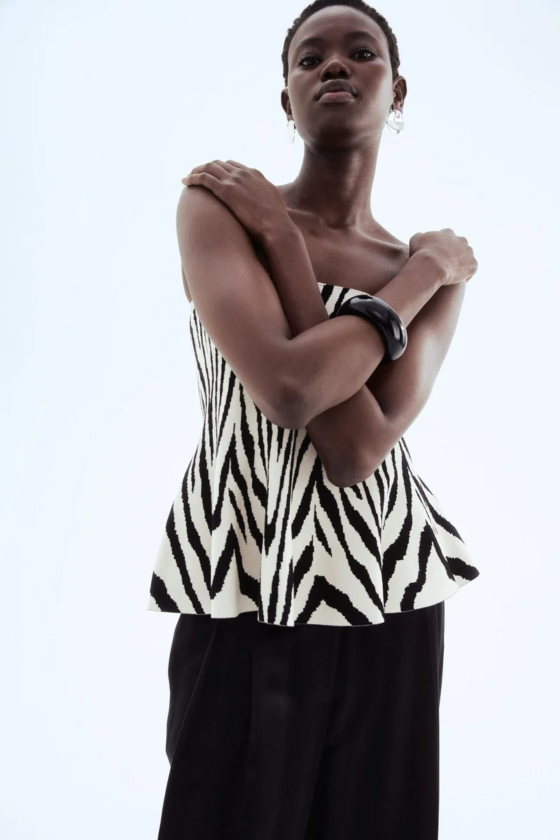 H&M Jacquard-knit peplum top