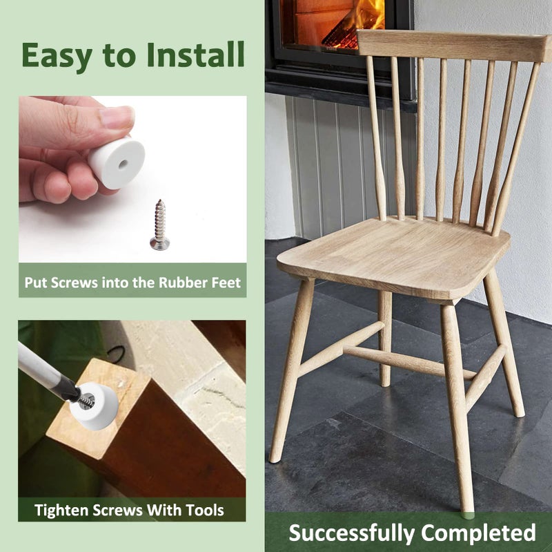 Lifcratms 10 Pcs Cutting Board Feet Round Non Slip White Rubber Feet Bumpers Pads With Stainless Steel Screws For Furniture Chair Cabinet Electronics 0.51"" X 0.98"" (H X D) - Image 5