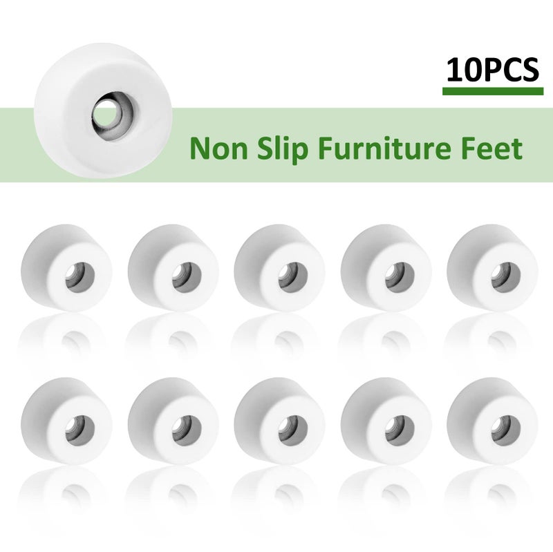 Lifcratms 10 Pcs Cutting Board Feet Round Non Slip White Rubber Feet Bumpers Pads With Stainless Steel Screws For Furniture Chair Cabinet Electronics 0.51"" X 0.98"" (H X D) - Image 3
