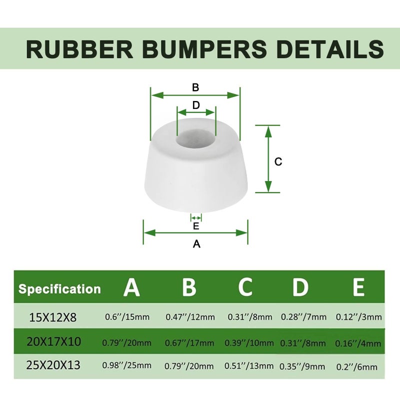 Lifcratms 10 Pcs Cutting Board Feet Round Non Slip White Rubber Feet Bumpers Pads With Stainless Steel Screws For Furniture Chair Cabinet Electronics 0.51"" X 0.98"" (H X D) - Image 2