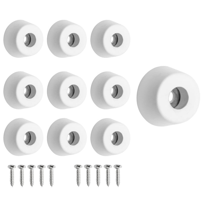 Lifcratms 10 Pcs Cutting Board Feet Round Non Slip White Rubber Feet Bumpers Pads With Stainless Steel Screws For Furniture Chair Cabinet Electronics 0.51"" X 0.98"" (H X D) - Image 1
