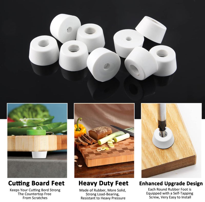 Lifcratms 10 Pcs Cutting Board Feet Round Non Slip White Rubber Feet Bumpers Pads With Stainless Steel Screws For Furniture Chair Cabinet Electronics 0.51"" X 0.98"" (H X D) - Image 4