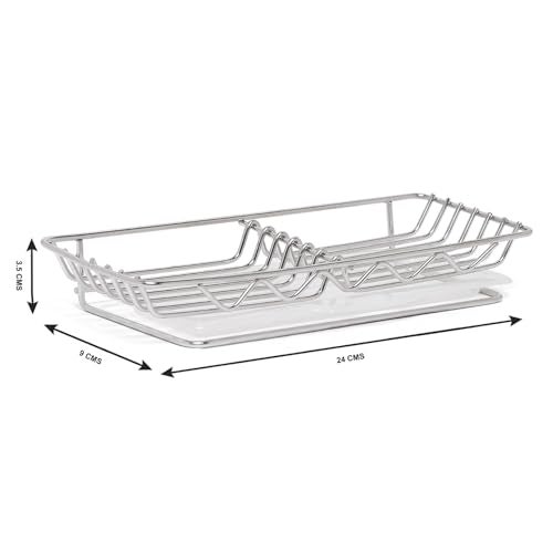 Xacton Stainless Steel Double Soap Holder with Drain Tray I Square Shape Self Adhesive Wall Mounting Soap Dish I Anti Rust Stand for Bathroom Accessories Kitchen Sink - 24 x 9 x 4.5 CM - Image 2