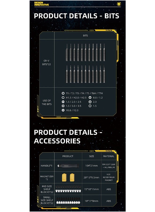 JAKEMY JM-8185 Multi-Function Screwdriver Tool Set - 69-Piece Trendy Modular Building Block Combination (69-in-1 Building Block Screwdriver Set)