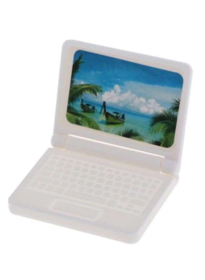 Miniature Office Doll Notebook Computer Accessories Handheld Shrink Food Play Model Toy Foldable 6.1g-Color:White.-Height:Size: 4.3*3.5*0.7cm  - Image 1