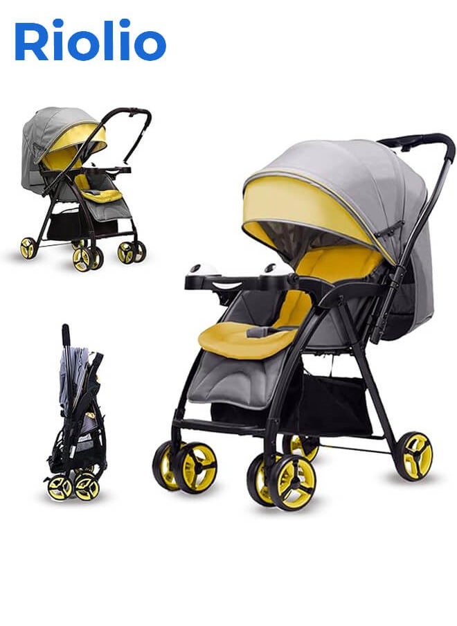 Riolio - Luxury Comfortable Stroller, Two-Way Design, Includes Soft Comfortable Cushion, One-Hand Folding, Comes with Cup and Bottle Holder - Image 1