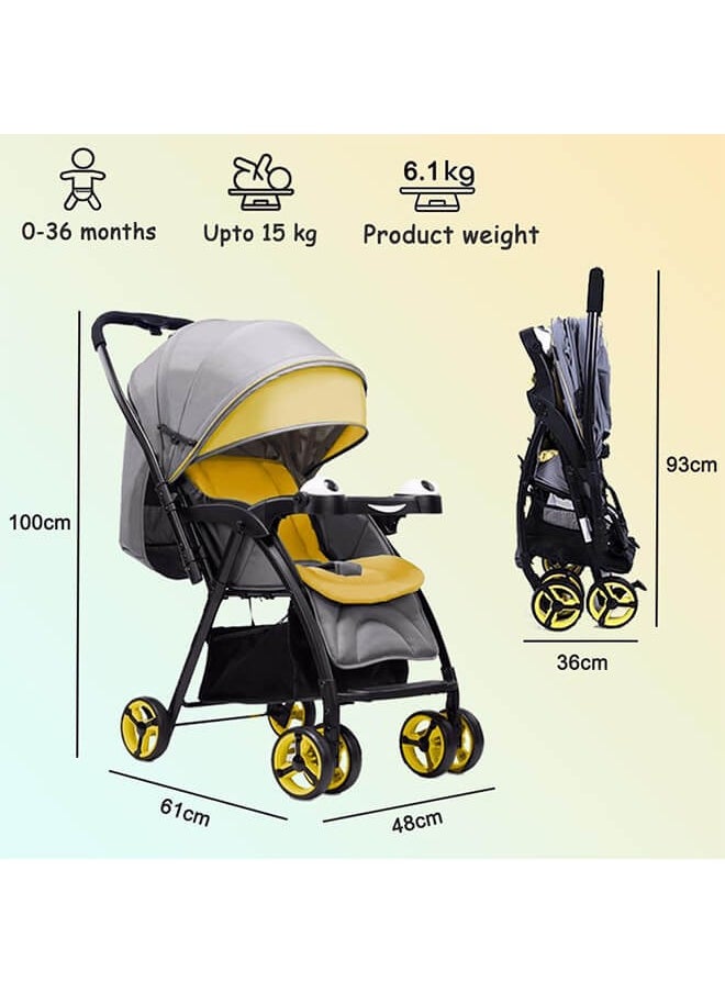 Riolio - Luxury Comfortable Stroller, Two-Way Design, Includes Soft Comfortable Cushion, One-Hand Folding, Comes with Cup and Bottle Holder - Image 1