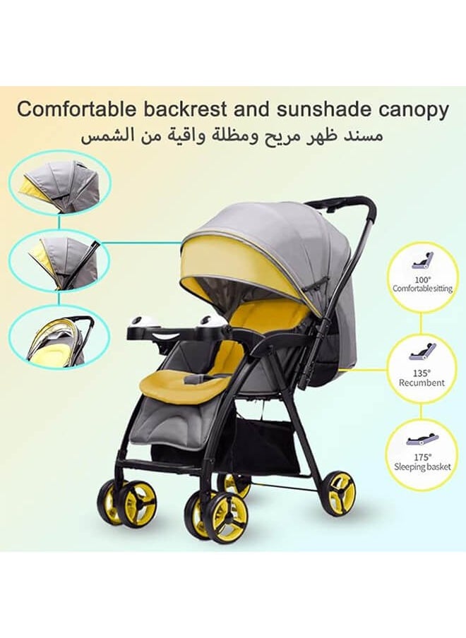 Riolio - Luxury Comfortable Stroller, Two-Way Design, Includes Soft Comfortable Cushion, One-Hand Folding, Comes with Cup and Bottle Holder - Image 1