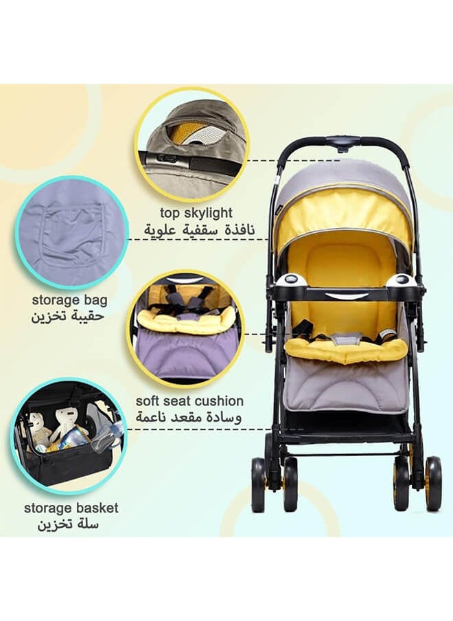 Riolio - Luxury Comfortable Stroller, Two-Way Design, Includes Soft Comfortable Cushion, One-Hand Folding, Comes with Cup and Bottle Holder - Image 1