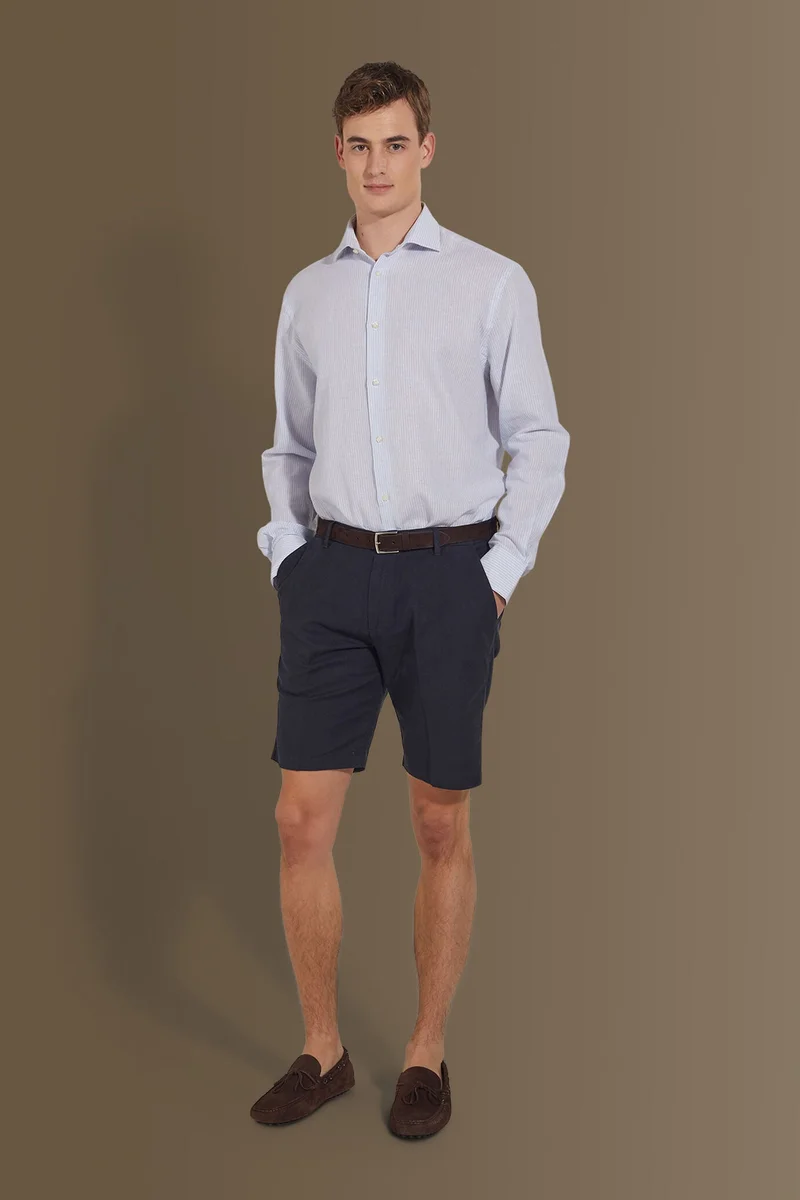 Cargo bermuda twill stretch construction - Navy Blue
