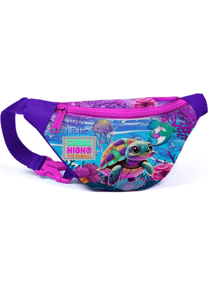 CORAL HIGH Kids Pink Purple Turtle Patterned Waist Bag 11508