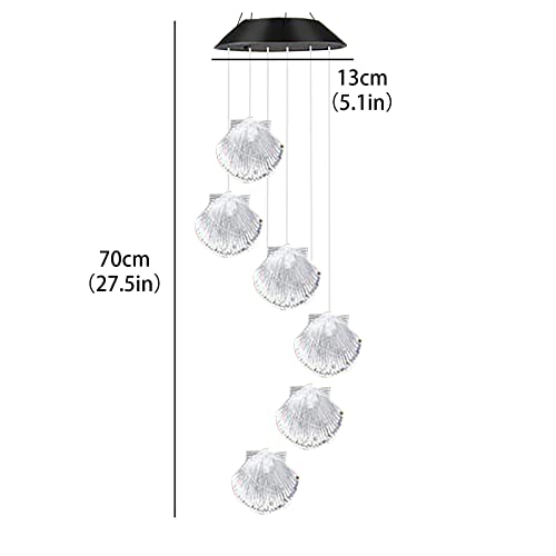 Natchcart Decorative Hanging Solar Wind Chimes, Led Color Changing Outdoor Indoor Waterproof Wind Mobile Lights For Balcony, Garden Decor, Great Gift Ideas (Shell), Multi Color - Image 2