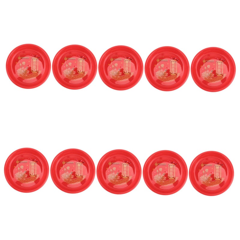 Red Plastic Fruit Plates 10 Pieces for Dried Fruits Nuts Candy Wedding Party - Image 2