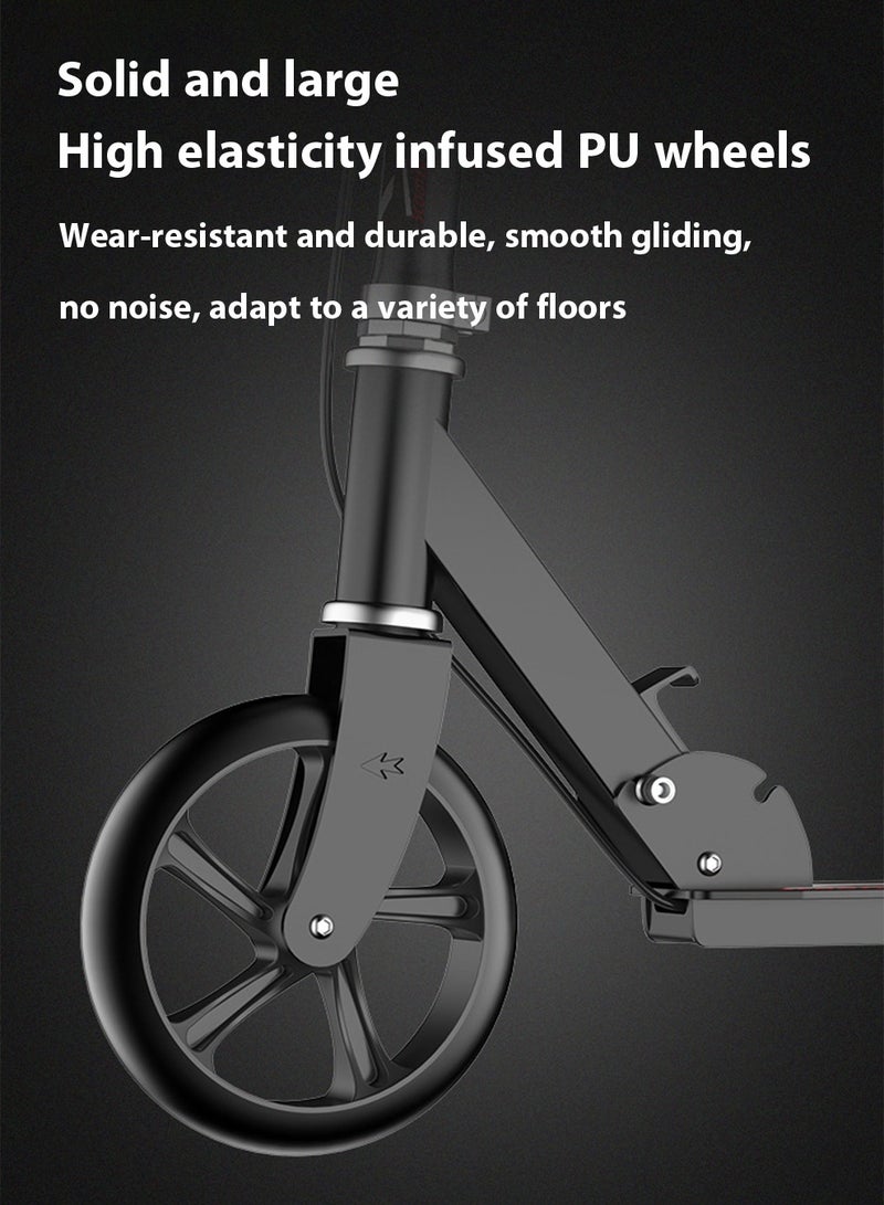 Generic Scooter, Foldable Commuter Scooter with Anti-Shock Suspension, 4-Level Height Adjustable Handlebar, Big Wheel Kids Scooter, 200kg Weight Capacity, Suitable for Teens and Adults (Black)  - Image 4