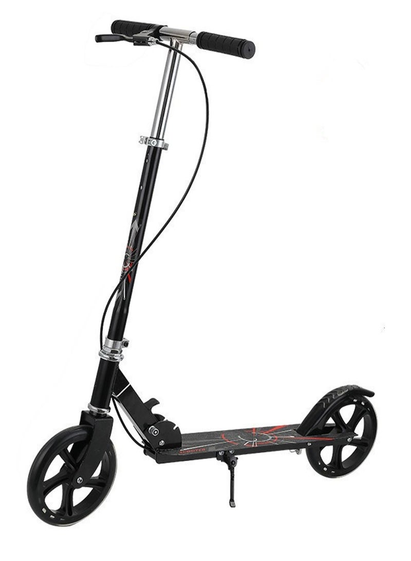 Generic Scooter, Foldable Commuter Scooter with Anti-Shock Suspension, 4-Level Height Adjustable Handlebar, Big Wheel Kids Scooter, 200kg Weight Capacity, Suitable for Teens and Adults (Black)  - Image 1