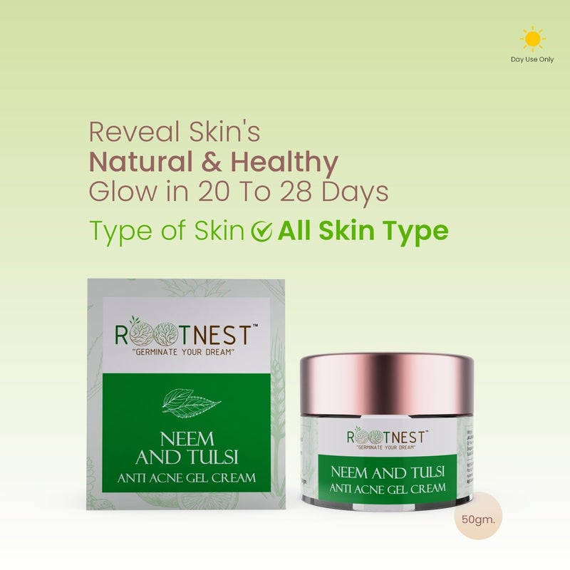 Rootnest Skin care kit with Neem Tulsi Anti Acne Gen Cream for face Calendula Spot Correction cream for face Turmeric Lemon Skin glow gel for face 30gm - Image 3