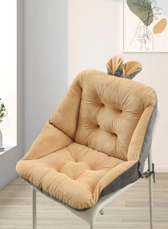 Cute and Comfortable Semi Enclosed Single Cushion Office Chair Pain Relief Cushion Sciatica Bleaching Seat with Backrest Lazy Sofa Cushion (Beige, 45x45cm) - Image 1