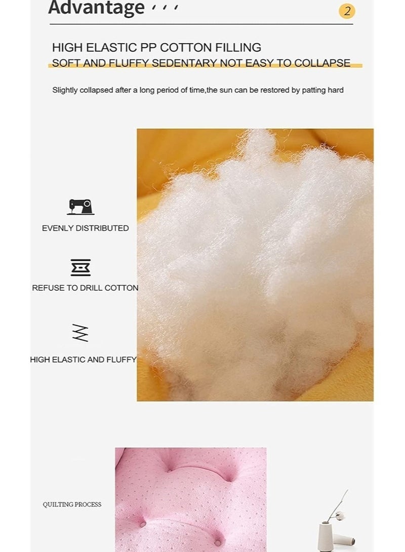 Cute and Comfortable Semi Enclosed Single Cushion Office Chair Pain Relief Cushion Sciatica Bleaching Seat with Backrest Lazy Sofa Cushion (Beige, 45x45cm) - Image 4