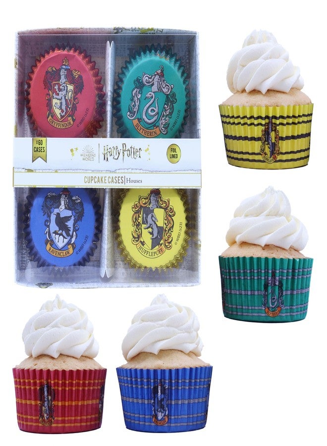 PME Harry Potter Foil-Lined Cupcake Cases (Pack of 60), Hogwarts Houses - Image 1