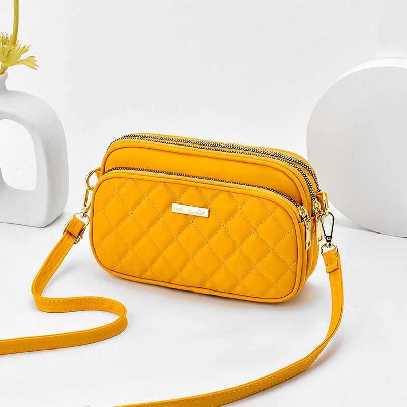 One-Shoulder Crossbody Bag New Arrival 2021 Fashionable Ins Large Capacity Middle-Aged Women'S Soft Leather Rhombic Mother Bag - Image 4